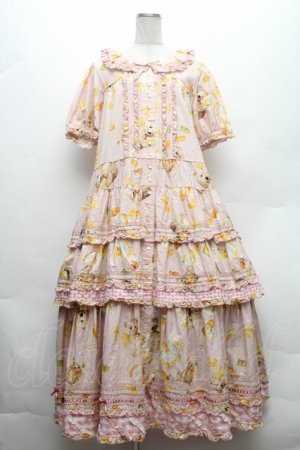 画像: PINK HOUSE / ハニーレモンテディプリントパッチワークワンピース  ピンク S-26-02-26-020-LO-OP-SA-ZS