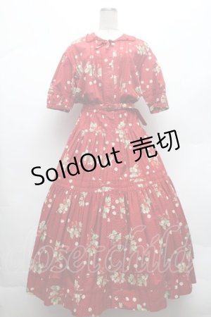 画像: PINK HOUSE / いちご柄ティアードワンピース  赤 S-26-02-26-024-LO-OP-AS-ZS