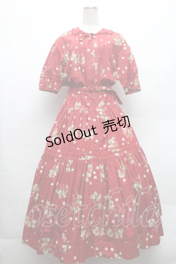 画像1: PINK HOUSE / いちご柄ティアードワンピース  赤 S-26-02-26-024-LO-OP-AS-ZS (1)