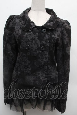 画像: PEACE NOW / 裾チュールローズプリントジャケット  黒 S-26-02-28-035-PU-JA-HR-ZS