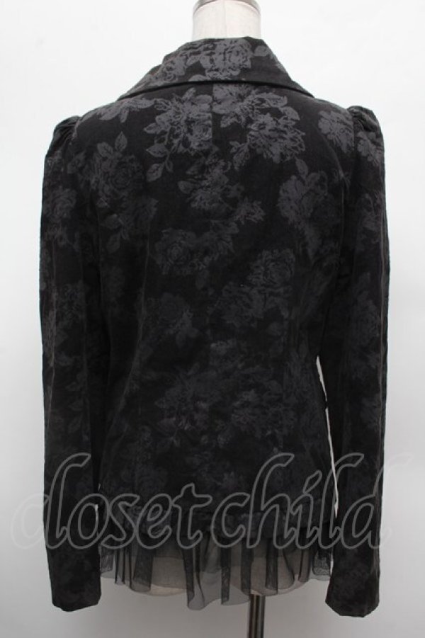 画像2: PEACE NOW / 裾チュールローズプリントジャケット  黒 S-26-02-28-035-PU-JA-HR-ZS (2)