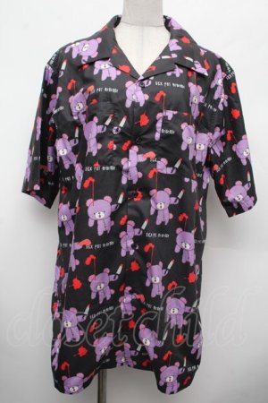 画像: SEX POT ReVeNGe / くまpt半袖シャツ  黒ｘ紫 S-26-02-28-036-SP-TO-HR-ZS