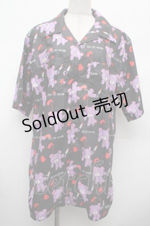 画像: SEX POT ReVeNGe / くまpt半袖シャツ  黒ｘ紫 S-26-02-28-036-SP-TO-HR-ZS