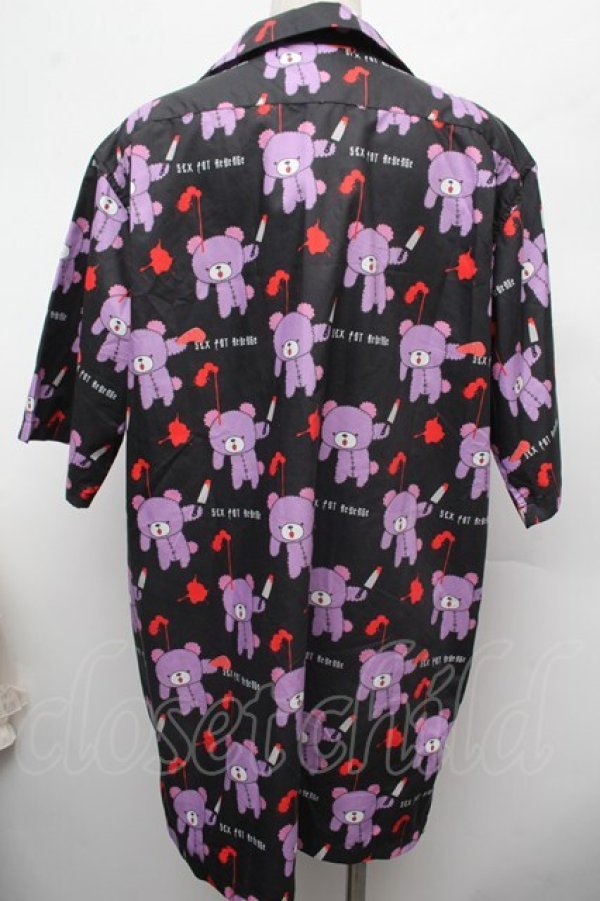 画像2: SEX POT ReVeNGe / くまpt半袖シャツ  黒ｘ紫 S-26-02-28-036-SP-TO-HR-ZS (2)