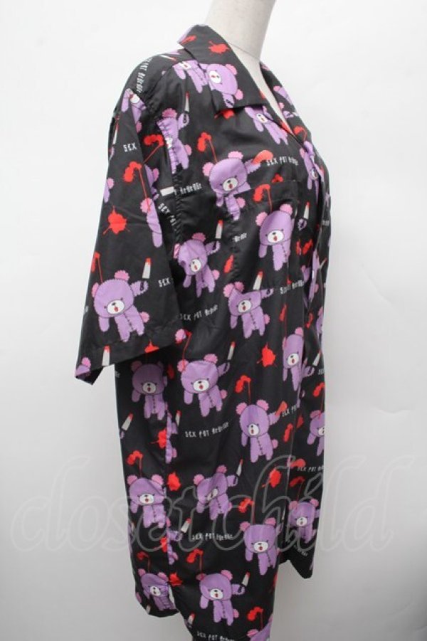 画像3: SEX POT ReVeNGe / くまpt半袖シャツ  黒ｘ紫 S-26-02-28-036-SP-TO-HR-ZS (3)