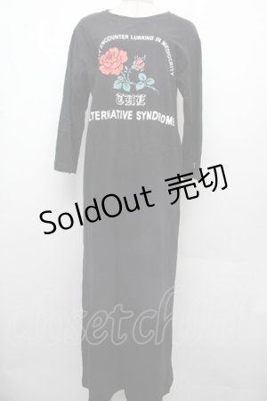 画像: GOTH / バラプリントロングワンピース  黒 S-26-02-28-039-GO-OP-HR-ZS