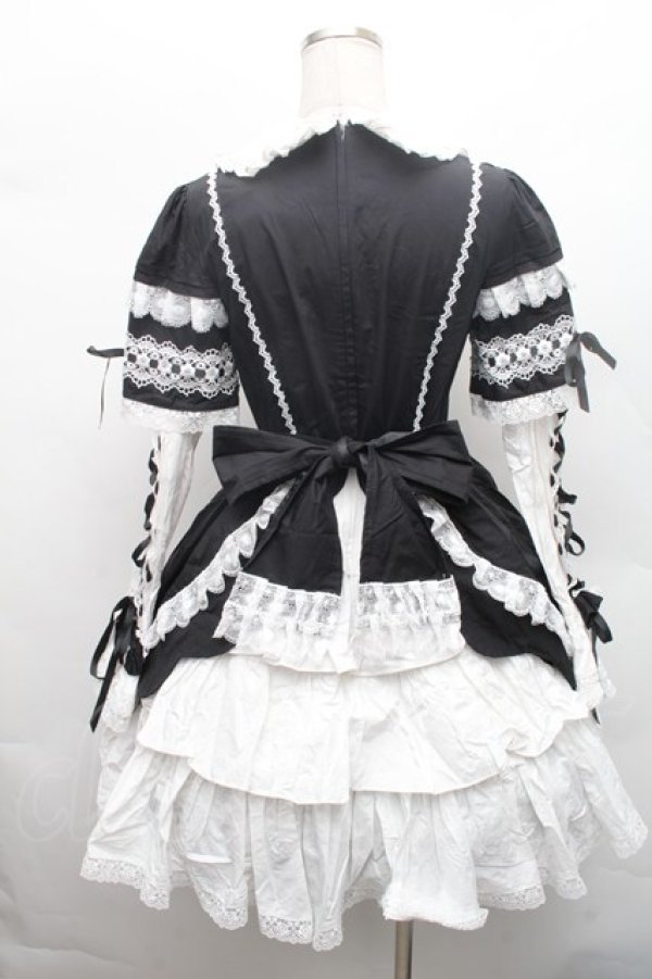 画像2: AND ROMIO / モノトーンゴシックドレス  黒ｘ白 S-26-02-28-043-EL-OP-AS-ZS (2)