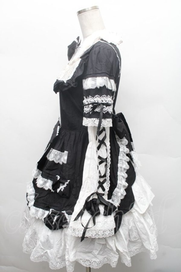 画像3: AND ROMIO / モノトーンゴシックドレス  黒ｘ白 S-26-02-28-043-EL-OP-AS-ZS (3)