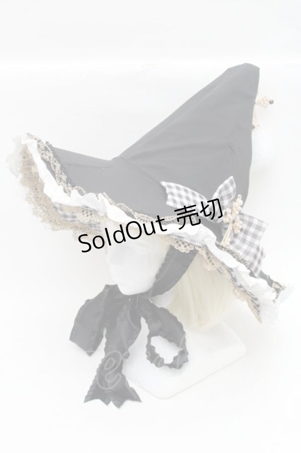 画像10: 中国ロリータ / 裾レースシャーリングジャンパースカートセット  黒ｘ白ｘキナリ S-26-02-28-044-LO-BL-HR-ZS (10)