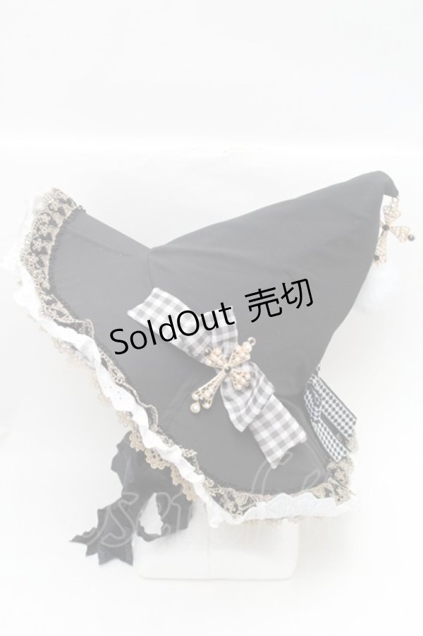 画像11: 中国ロリータ / 裾レースシャーリングジャンパースカートセット  黒ｘ白ｘキナリ S-26-02-28-044-LO-BL-HR-ZS (11)