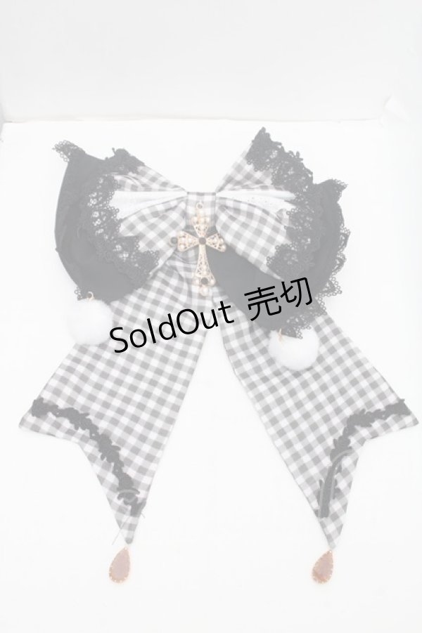 画像13: 中国ロリータ / 裾レースシャーリングジャンパースカートセット  黒ｘ白ｘキナリ S-26-02-28-044-LO-BL-HR-ZS (13)