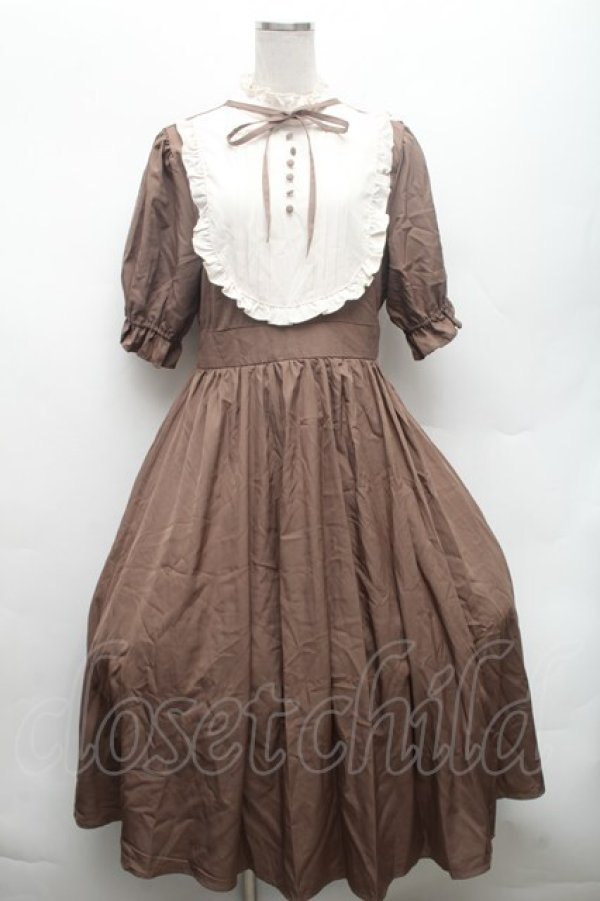 画像1: m petit by misako / ナシジムジキリカエワンピース L ブラウン S-26-02-28-045-LO-OP-AS-ZS (1)