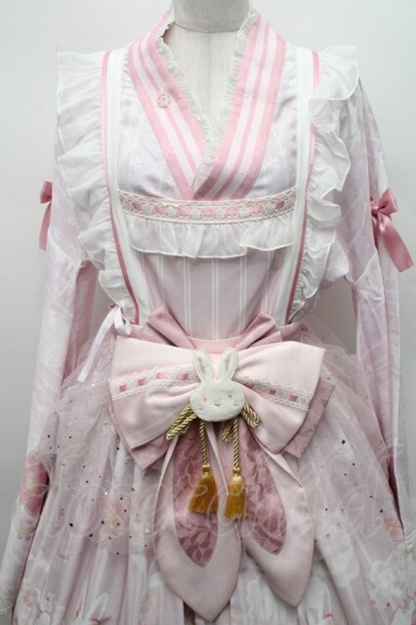 画像3: 中国ロリータ / うさぎプリントジャンパースカートセット  ピンク S-26-02-28-047-LO-OP-HR-ZS (3)