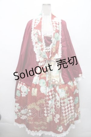 画像: NyanNyan Star / 和柄ｘ洋梨ジャンパースカートセット  ワイン S-26-02-28-048-LO-OP-HR-ZS