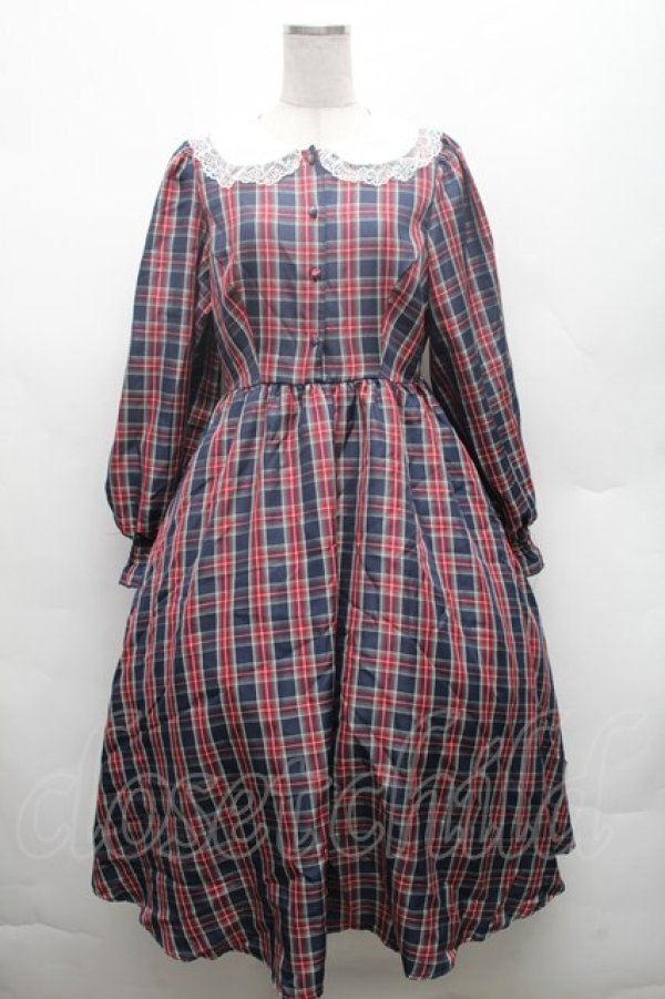 画像1: m petit by misako / ハローキティチェックワンピース M 紺ｘ赤 S-26-02-28-051-LO-OP-AS-ZS (1)