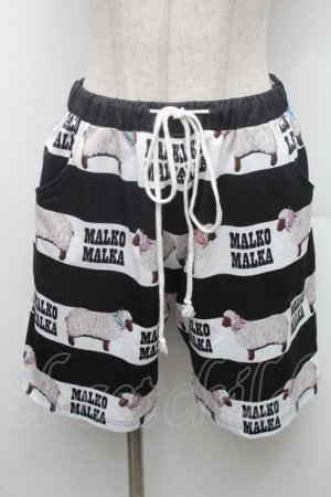 画像: MALKOMALKA / ひつじ柄ショートパンツ  黒ｘ白 S-26-02-28-057-PU-TO-HR-ZS