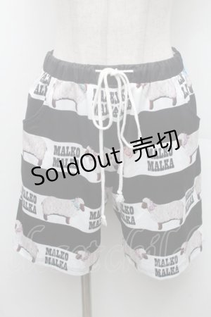 画像: MALKOMALKA / ひつじ柄ショートパンツ  黒ｘ白 S-26-02-28-057-PU-TO-HR-ZS