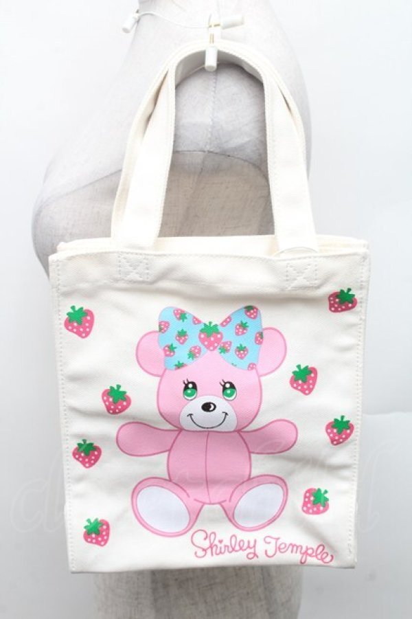 画像1: Shirley Temple / ストロベリーベアトートバッグ  白 S-26-02-28-012-ET-TO-HR-ZS (1)