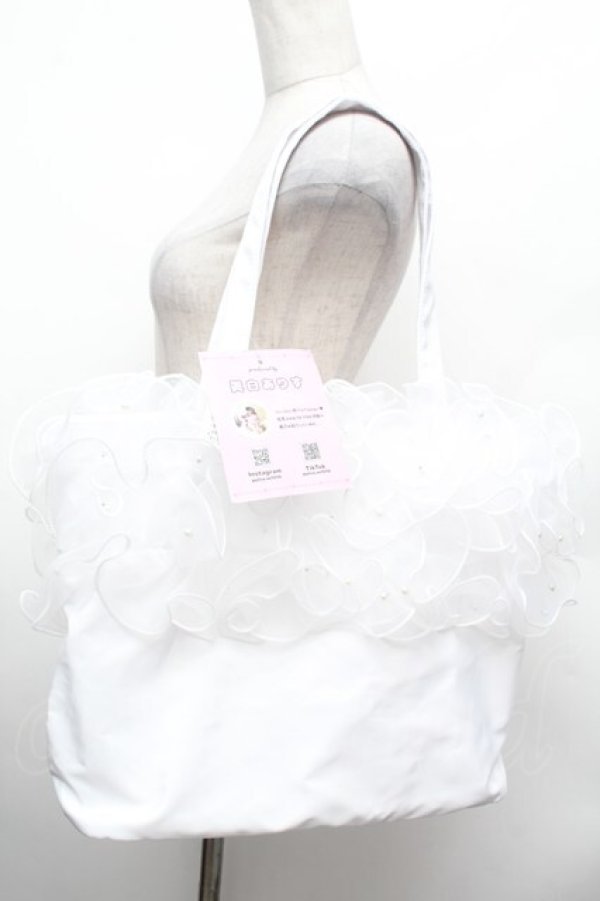 画像1: Lovely Tency / 眞白ありすコラボ/TT*MA*フリルトートBAG  淡白 S-26-02-28-020-LO-BG-TE-ZS (1)