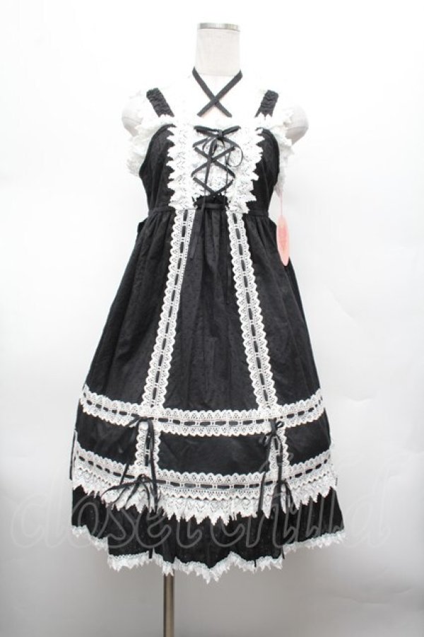 画像1: BABY,THE STARS SHINE BRIGHT / はわせベビードールジャンパースカート  黒ｘ白 S-26-03-01-032-BA-OP-HR-ZS (1)