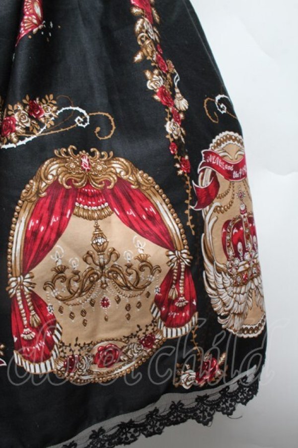 画像2: ALICE and the PIRATES / いばらうさぎのペイサージュ柄ジャンパースカートII型セット  黒 S-26-03-01-033-PA-OP-HR-ZS (2)