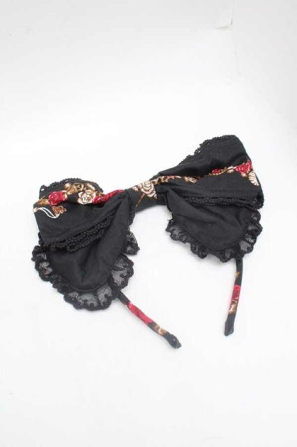 画像6: ALICE and the PIRATES / いばらうさぎのペイサージュ柄ジャンパースカートII型セット  黒 S-26-03-01-033-PA-OP-HR-ZS (6)