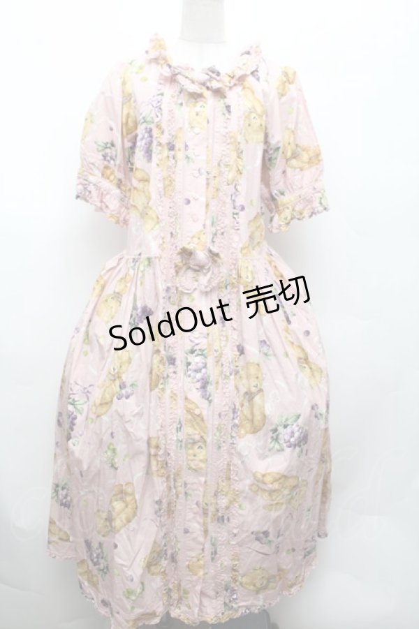 画像1: PINK HOUSE / くま葡萄プリントワンピース  ピンク S-26-03-01-054-LO-OP-HR-ZS (1)