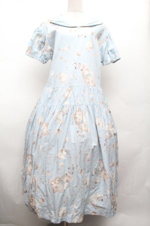 画像: PINK HOUSE / さざ波とねこプリントミディワンピース  サックス S-26-03-01-055-LO-OP-HR-ZS