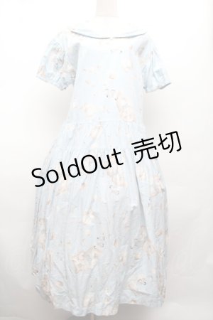 画像: PINK HOUSE / さざ波とねこプリントミディワンピース  サックス S-26-03-01-055-LO-OP-HR-ZS