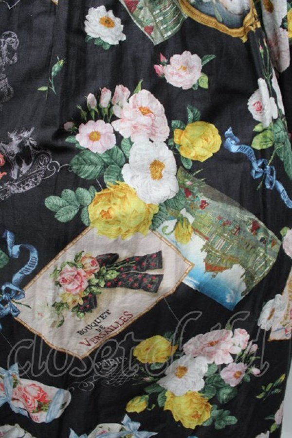 画像2: PINK HOUSE / ブーケモチーフプリントミディワンピース  黒 S-26-03-01-058-LO-OP-HR-ZS (2)