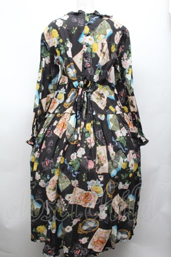 画像3: PINK HOUSE / ブーケモチーフプリントミディワンピース  黒 S-26-03-01-058-LO-OP-HR-ZS (3)