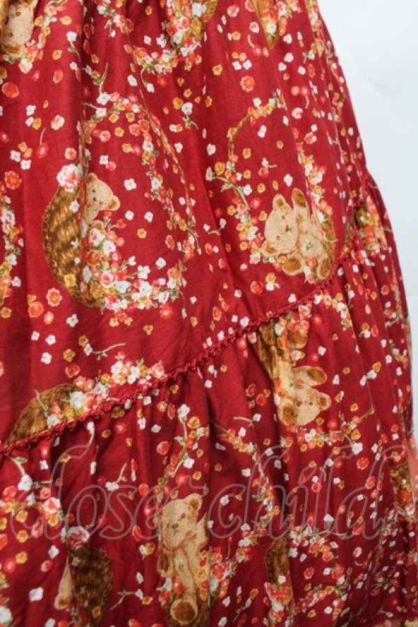 画像2: PINK HOUSE / Flower Picnic プリントパッチワークスカート  赤 S-26-03-01-060-LO-SK-AS-ZS (2)