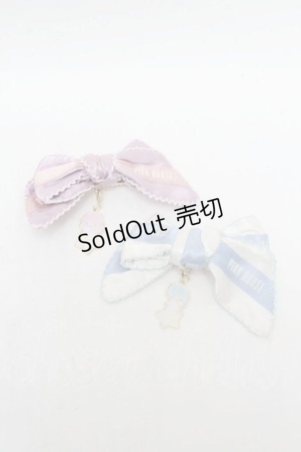 画像1: PINK HOUSE / Little Twin Stars×PINK HOUSE リボンクリップ2個セット(チャーム付き)  ピンクｘブルー S-26-03-01-002-LO-AC-HR-ZS (1)