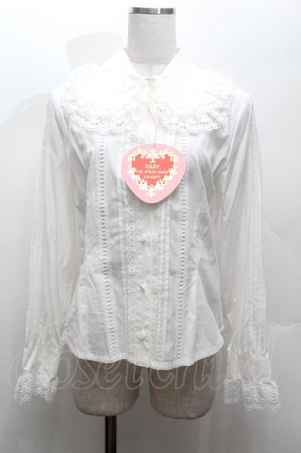 画像1: BABY,THE STARS SHINE BRIGHT / 袖ピンタックブラウス  白 S-26-03-01-021-BA-BL-HR-ZS (1)