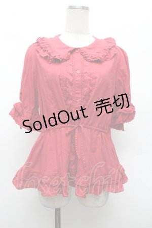 画像: Chalmiere / クラシックコットンブラウス  赤 S-26-03-01-024-0-BL-HR-ZS