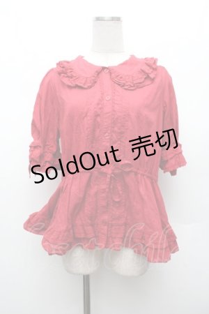 画像: Chalmiere / クラシックコットンブラウス  赤 S-26-03-01-025-0-BL-HR-ZS