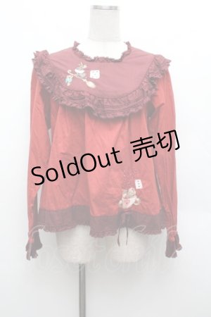 画像: PINK HOUSE / ハロウィーンワンダーランド刺繍使いブラウス  赤 S-26-03-01-026-LO-BL-HR-ZS