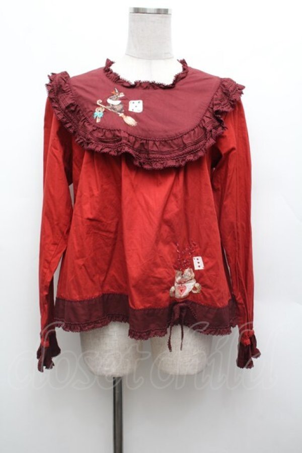 画像1: PINK HOUSE / ハロウィーンワンダーランド刺繍使いブラウス  赤 S-26-03-01-026-LO-BL-HR-ZS (1)