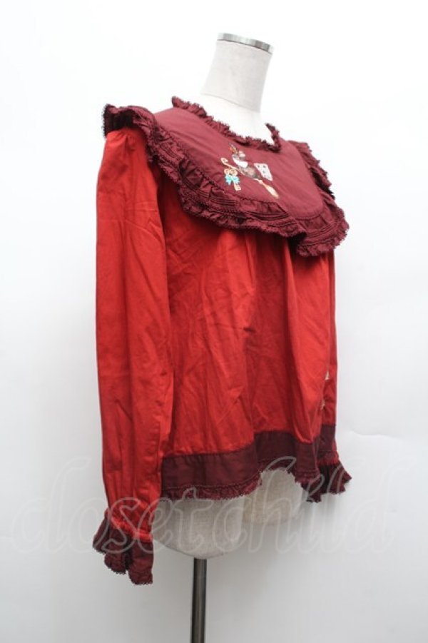 画像2: PINK HOUSE / ハロウィーンワンダーランド刺繍使いブラウス  赤 S-26-03-01-026-LO-BL-HR-ZS (2)