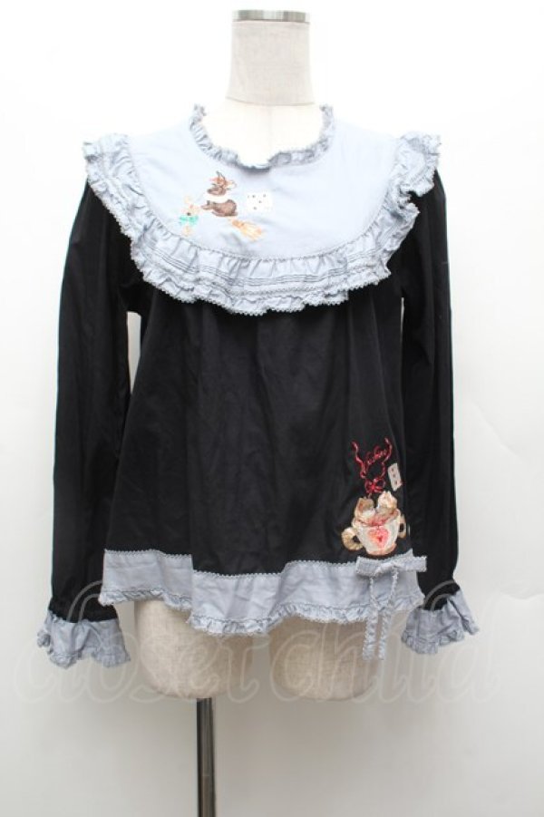 画像1: PINK HOUSE / ハロウィーンワンダーランド刺繍使いブラウス  黒 S-26-03-01-027-LO-BL-HR-ZS (1)