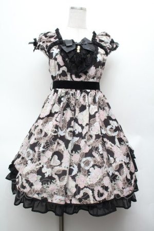 画像: BABY,THE STARS SHINE BRIGHT / メルヴェイユーズなBoudoir〜永遠に続くLadyな時間〜柄ロングジャンパースカート  黒 S-26-03-01-029-BA-AC-AS-ZS