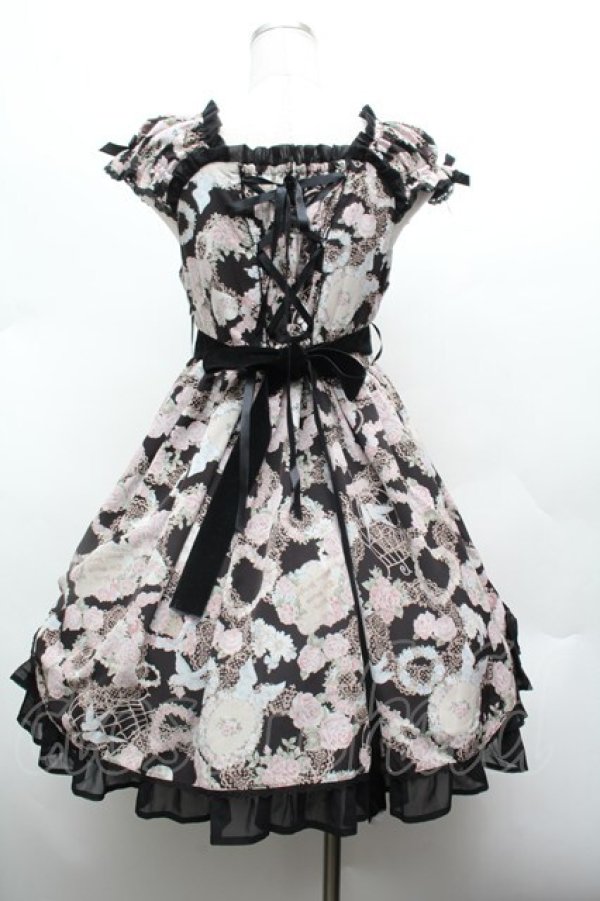 画像3: BABY,THE STARS SHINE BRIGHT / メルヴェイユーズなBoudoir〜永遠に続くLadyな時間〜柄ロングジャンパースカート  黒 S-26-03-01-029-BA-AC-AS-ZS (3)