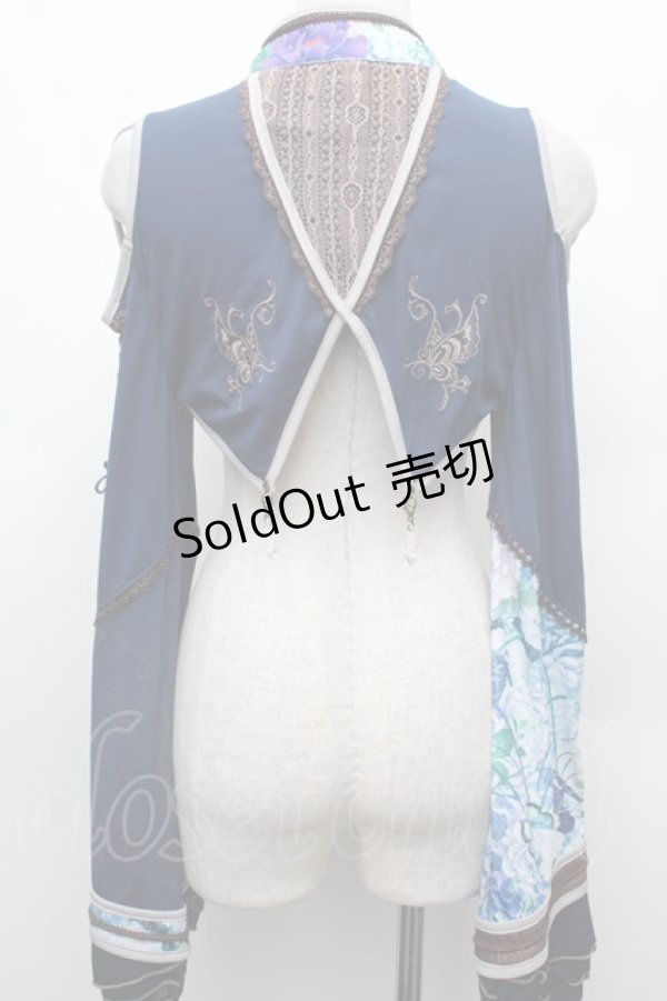 画像2: Ozz oneste / チャイナタッセル&着物袖ボレロ  ネイビーＸサックス S-26-03-02-004-OO-TO-SA-ZS (2)