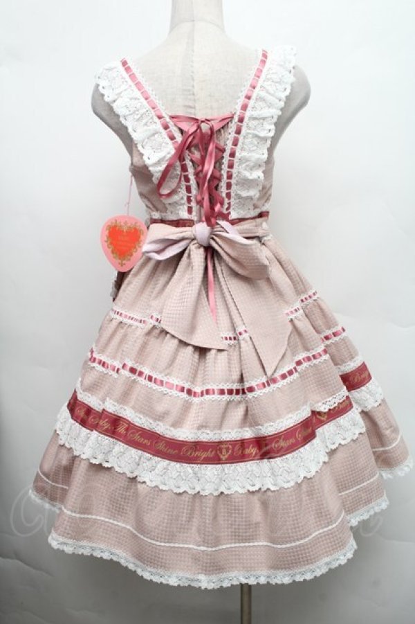 画像2: BABY,THE STARS SHINE BRIGHT / Waffle Cottonティアードジャンパースカート  ピンク S-26-03-02-032-BA-OP-HR-ZS (2)