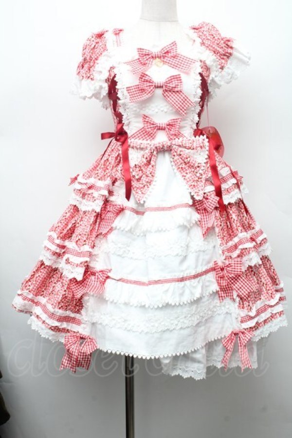 画像1: BABY,THE STARS SHINE BRIGHT / Floriana Ribbonジャンパースカート  赤 S-26-03-02-034-BA-OP-AS-ZS (1)