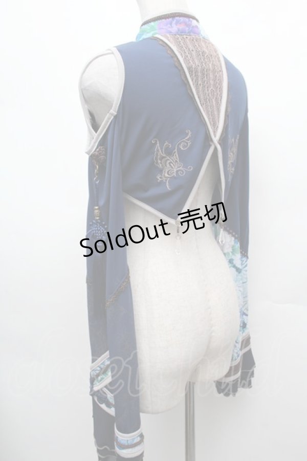 画像4: Ozz oneste / チャイナタッセル&着物袖ボレロ  ネイビーＸサックス S-26-03-02-004-OO-TO-SA-ZS (4)