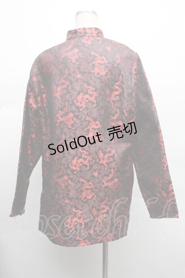 画像2: LISTEN FLAVOR / ブロケードチャイナシャツ  黒 S-26-03-02-038-PU-BL-AS-ZS (2)