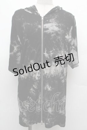 画像: Deorart / タイダイフード付き半袖パーカー  黒 S-26-03-02-012-PU-TO-HR-ZS