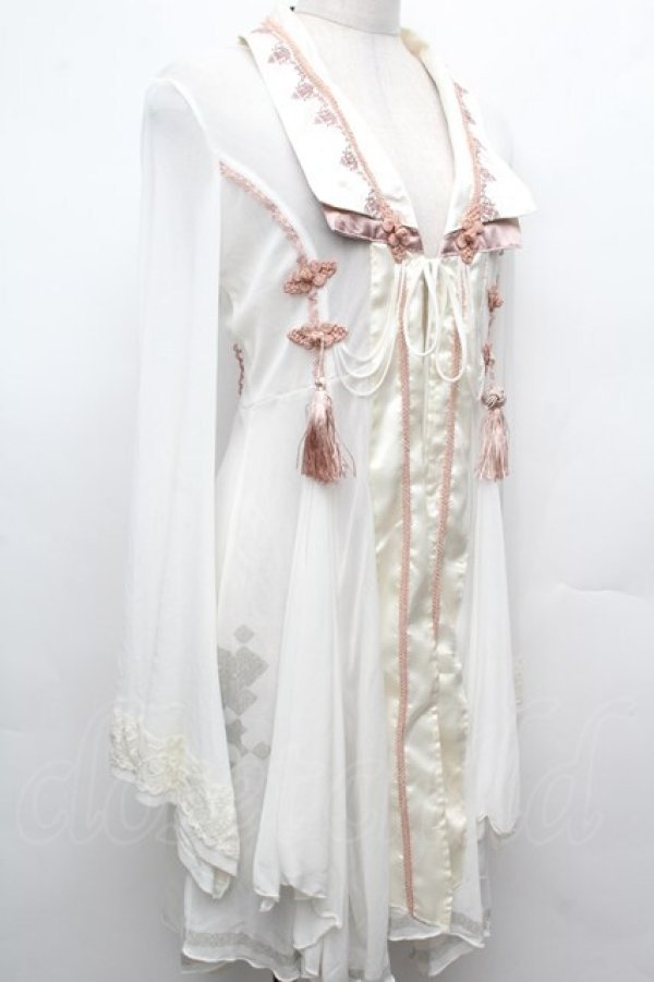 画像3: Ozz oneste / タッセルチャイナシースルーロングカーディガン  白Ｘピンク S-26-03-02-019-OO-TO-SA-ZS (3)