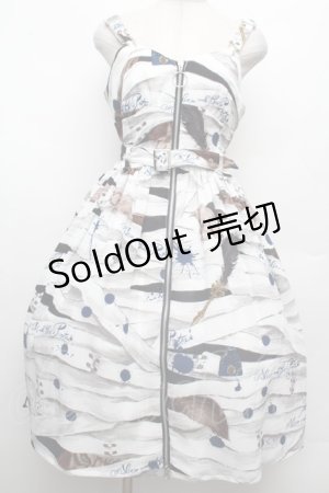 画像: ALICE and the PIRATES / Wolf the ripper柄ジャンパースカート  白 S-26-03-02-020-PA-OP-SA-ZS